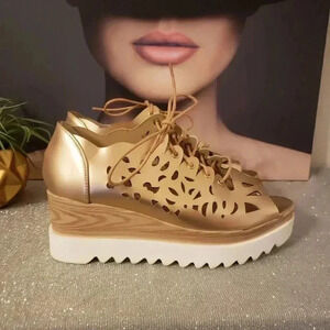 COCO Perla Gold Laser Cut Platform Wedge